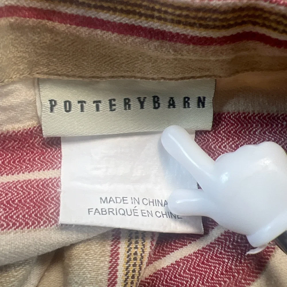 Set Of 2 Pottery Barn Euro Pillow Shams Multicolor Linen Blend Ticking Striped